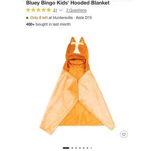 fleece soft fuzzy kids Bluey tv Bingo hooded blanket with ears target